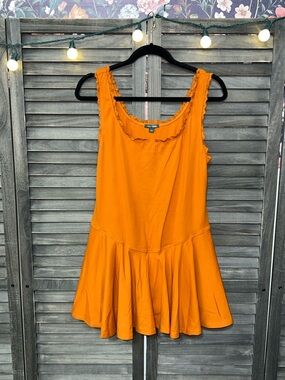 wild fable Orange Sleeveless Mini Dress with built in shorts! Sz Large 🧡